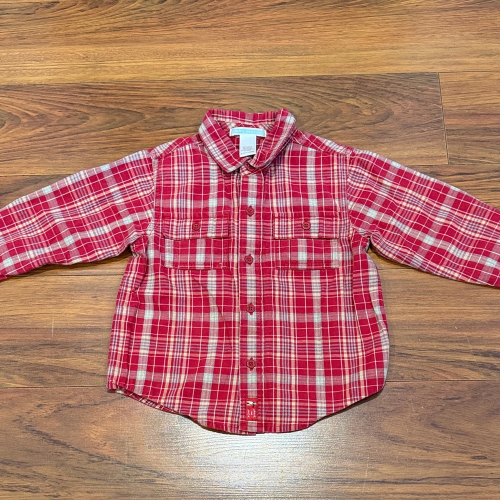 Janie and Jack Red Plaid Button Down Shirt